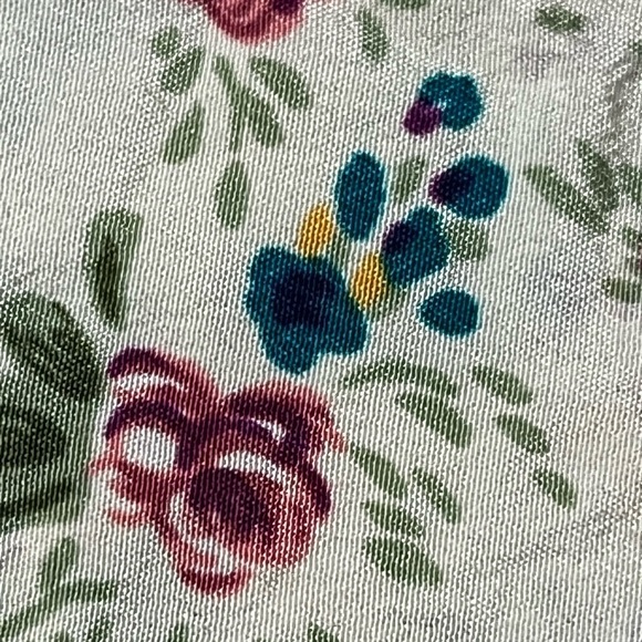 VINTAGE KRIS DEE 80s SILK SATIN MICRO FLORAL BLOUSE  CREAM S HAWAII PREPPY MICRO - Picture 8 of 8